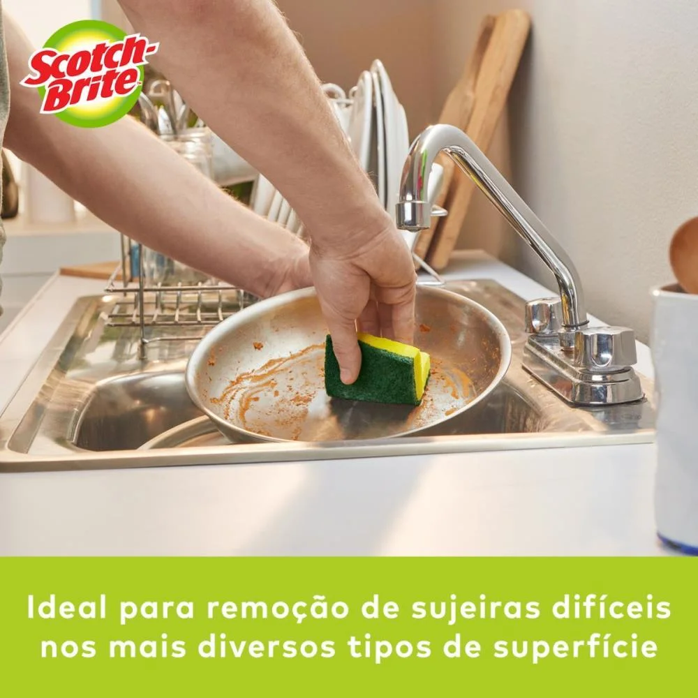 Esponja Para Limpeza Scotch Brite Cozinha-Verd/Amar 3M (Bl.c/04) - imagem 5