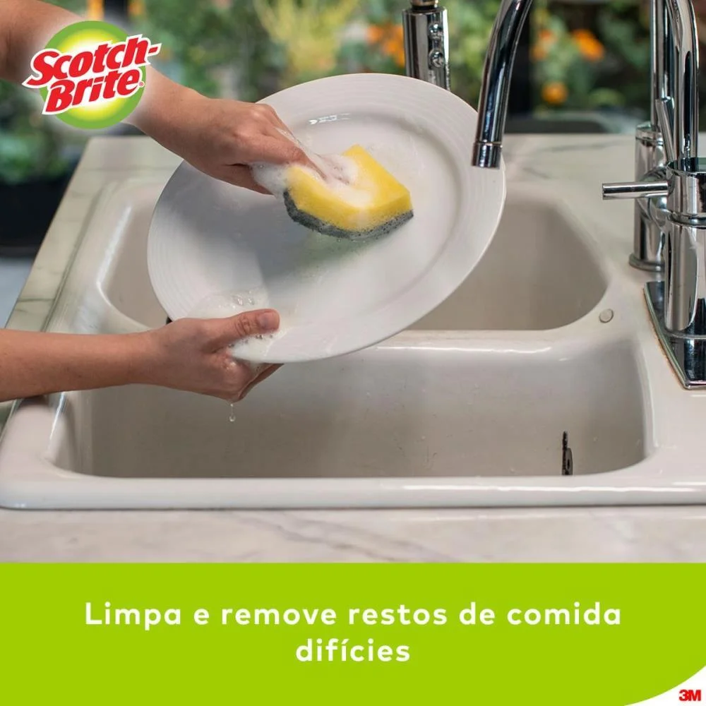 Esponja Para Limpeza Scotch Brite Cozinha-Verd/Amar 3M (Bl.c/04) - imagem 6