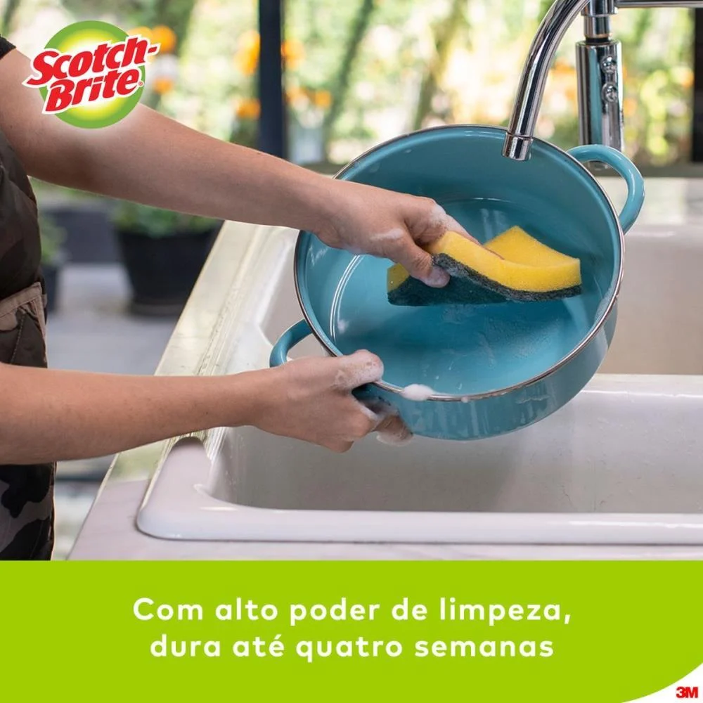 Esponja Para Limpeza Scotch Brite Cozinha-Verd/Amar 3M (Bl.c/04) - imagem 7