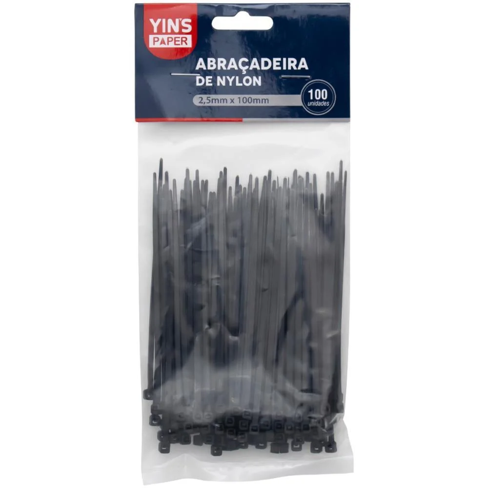 Abracadeira Nylon Preta 2,5X100Mm. Yins (Pct.c/100) - imagem 2