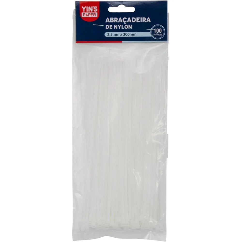Abracadeira Nylon Branca 2,5X200Mm. Yins (Pct.c/100) - imagem 3