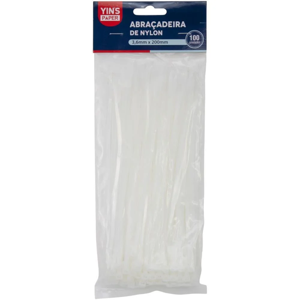 Abracadeira Nylon Branca 3,6X200Mm. Yins (Pct.c/100) - imagem 2