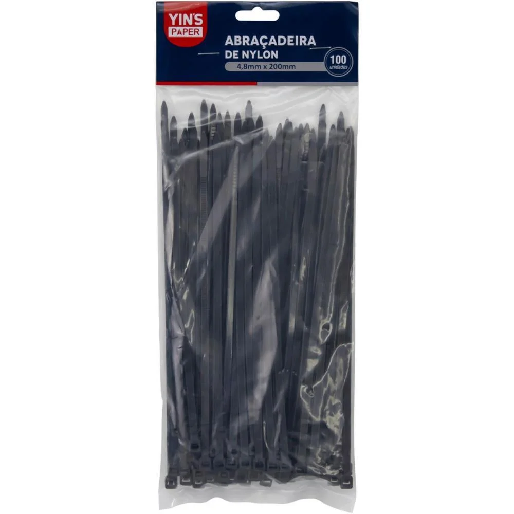 Abracadeira Nylon Preta 4,8X200Mm. Yins (Pct.c/100) - imagem 3