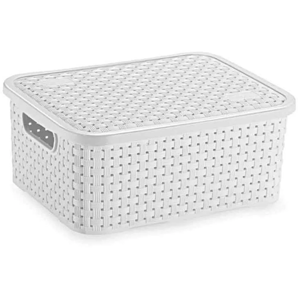 Caixa Plastica Multiuso Rattan C/Tampa Branco Peq 4L. Nitron (Unidade) - imagem 3