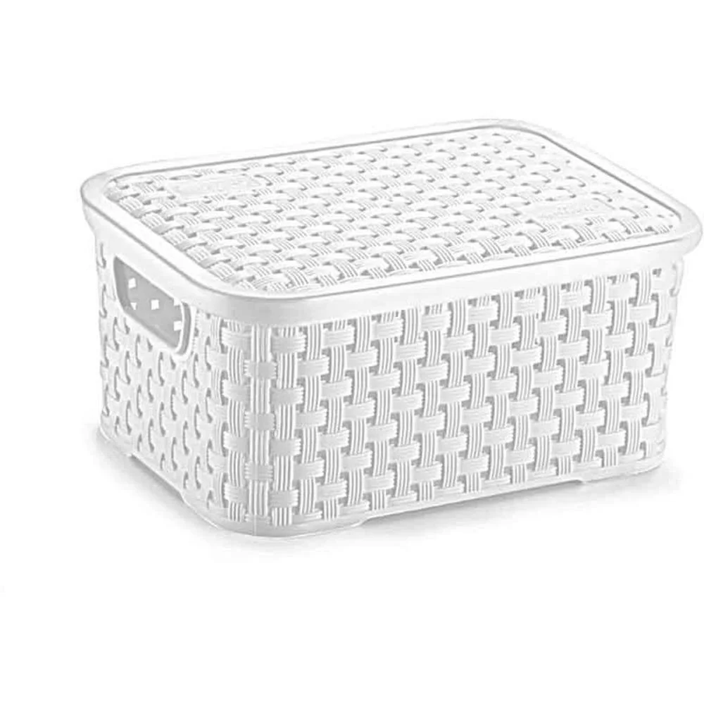 Caixa Plastica Multiuso Rattan C/Tampa Branco Pp 2L. Nitron (Unidade) - imagem 3