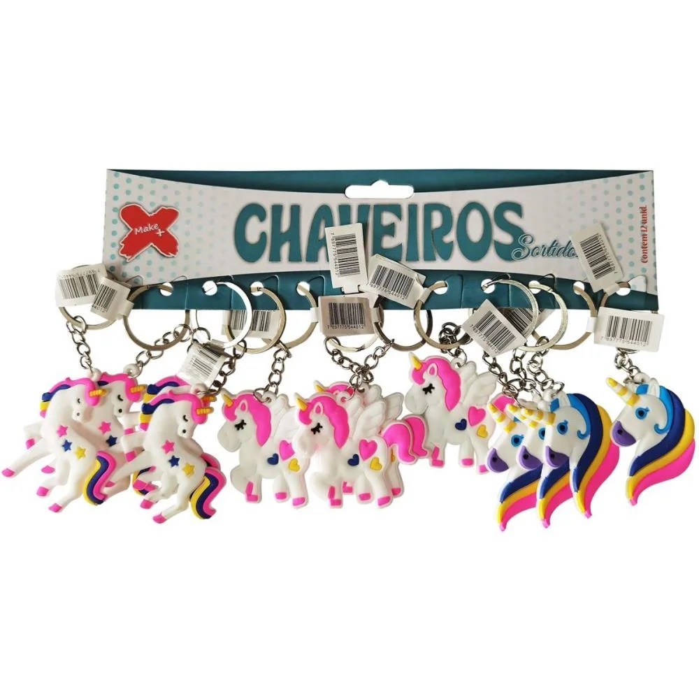 Chaveiro Unicornio Arco Iris 4,5Cm Make+ (Bl.c/12) - imagem 3