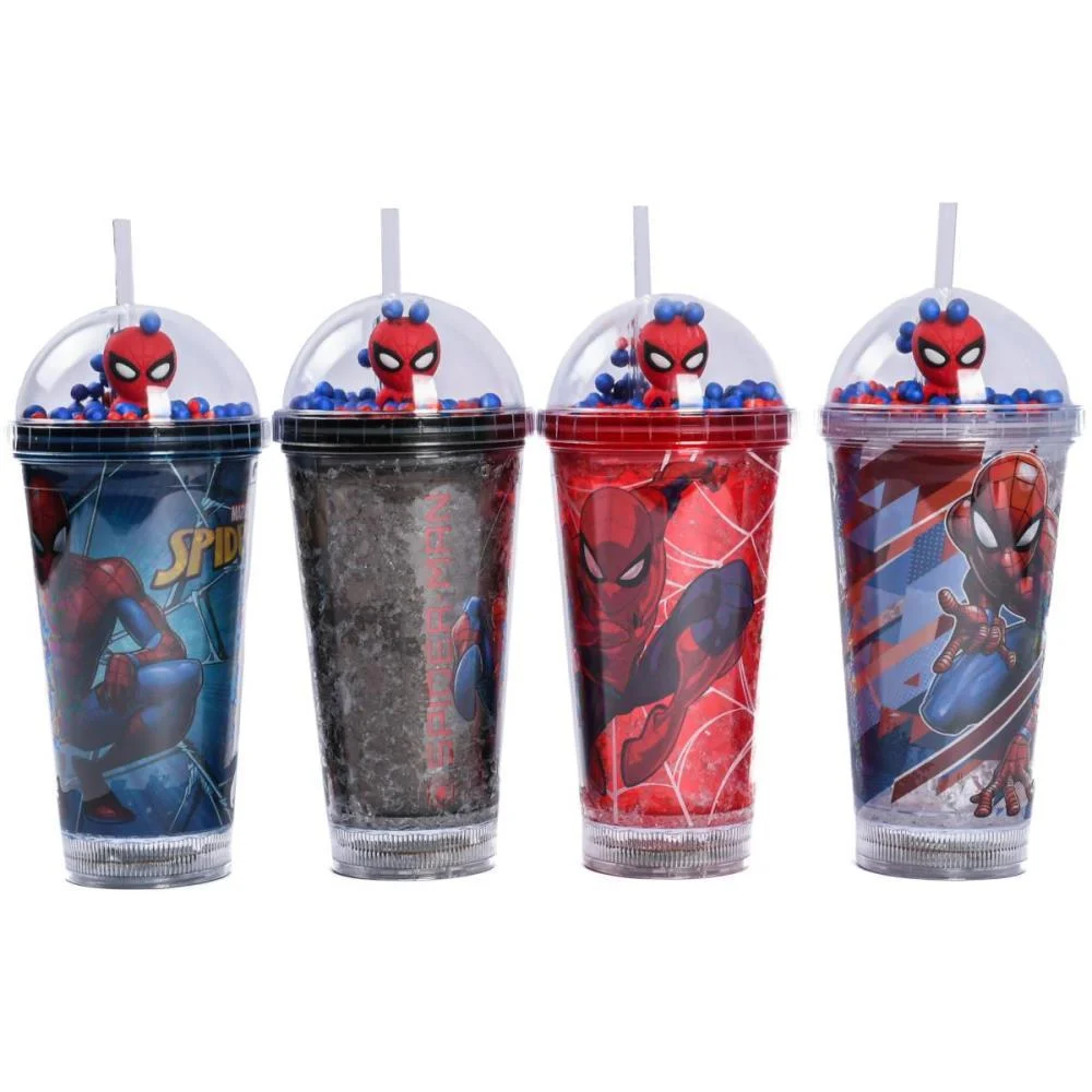 Copo Decorado Spider Man C/Led/Canudo 450Ml Bbr (Unidade) - imagem 2