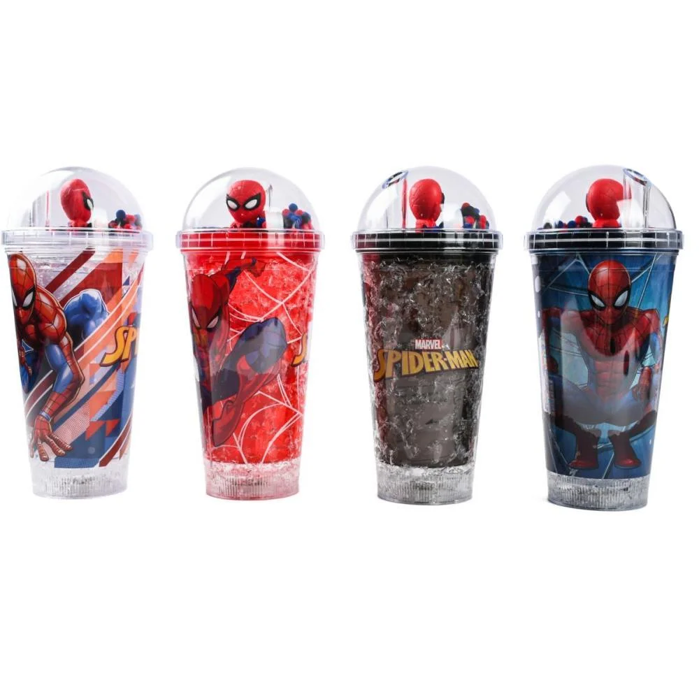 Copo Decorado Spider Man C/Led/Canudo 450Ml Bbr (Unidade) - imagem 3