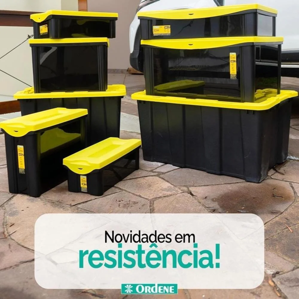 Caixa Plastica Multiuso Preto 16,5L 18,5X42X30,5 Alta Ordene (Unidade) - imagem 3