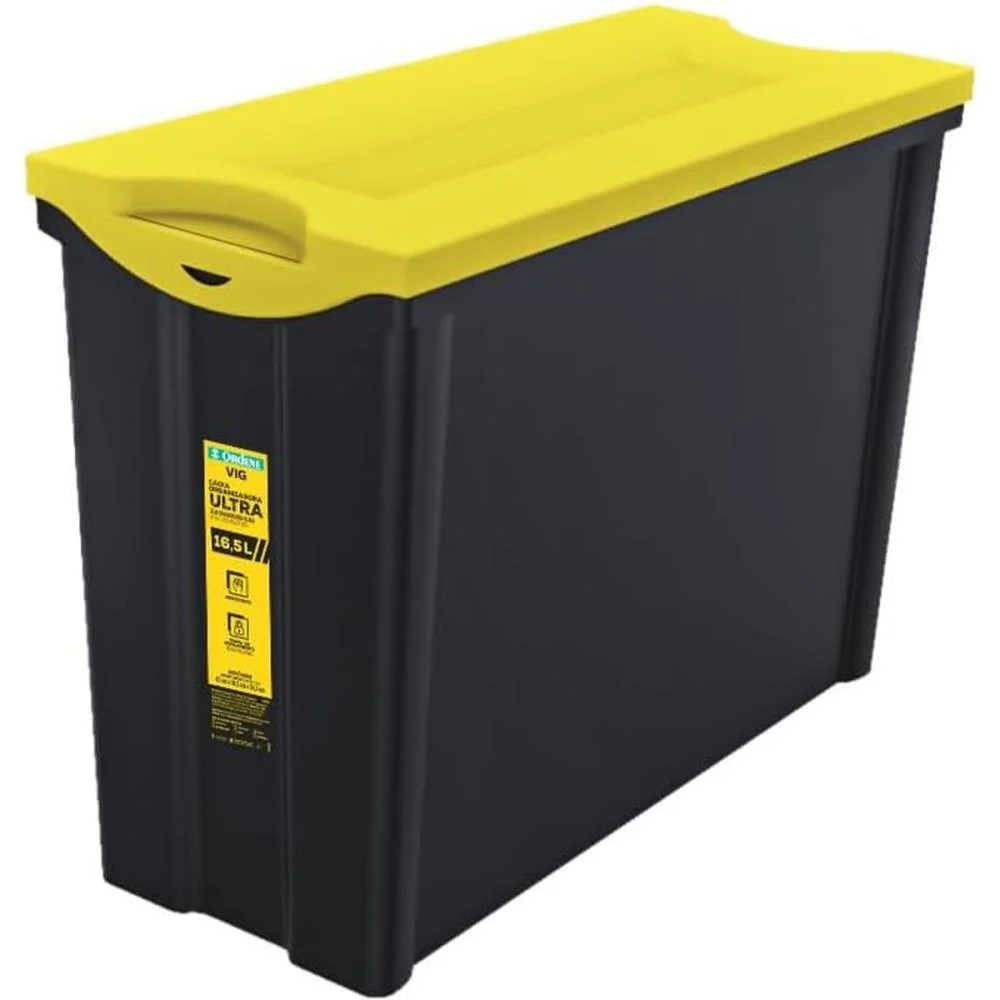 Caixa Plastica Multiuso Preto 16,5L 18,5X42X30,5 Alta Ordene (Unidade) - imagem 5