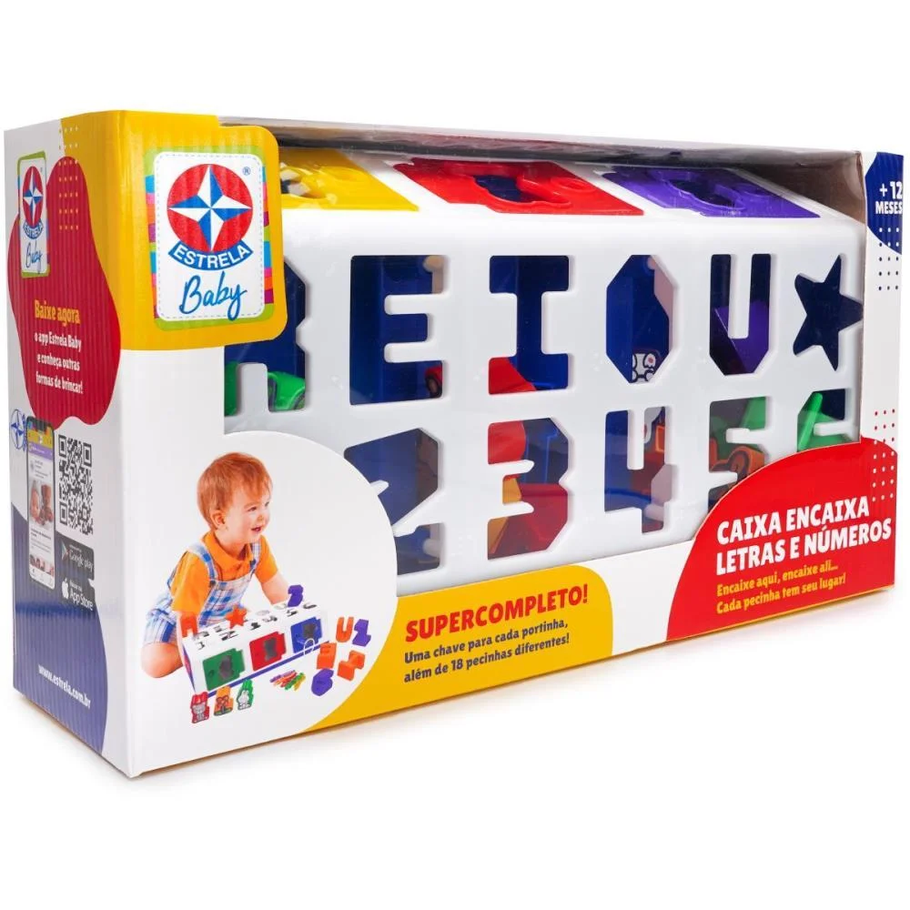Brinquedo Educativo Caixa Encaixa Letras E Numeros Estrela (Unidade) - imagem 8