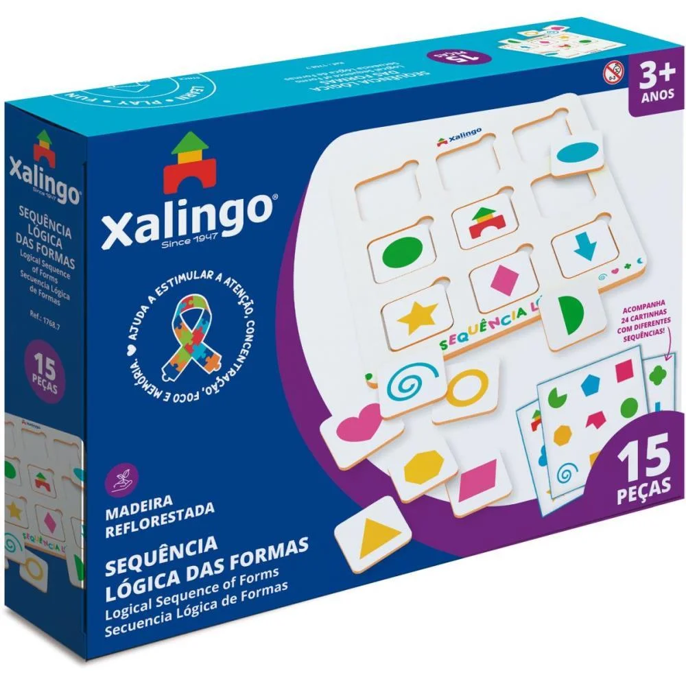 Brinquedo Pedagogico Sequencia Logica Das Formas Xalingo (Unidade) - imagem 3