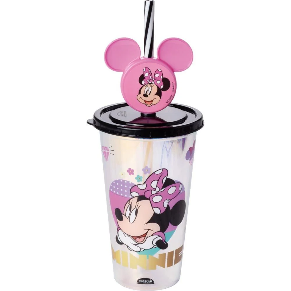 Copo Decorado Minnie Rosa Fruta Cor 500Ml Plasutil (Unidade) - imagem 3