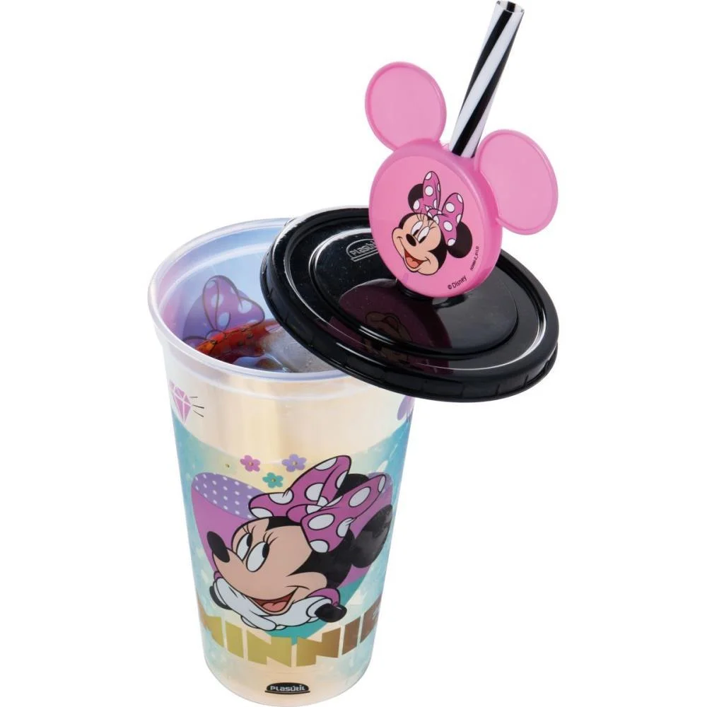 Copo Decorado Minnie Rosa Fruta Cor 500Ml Plasutil (Unidade) - imagem 4