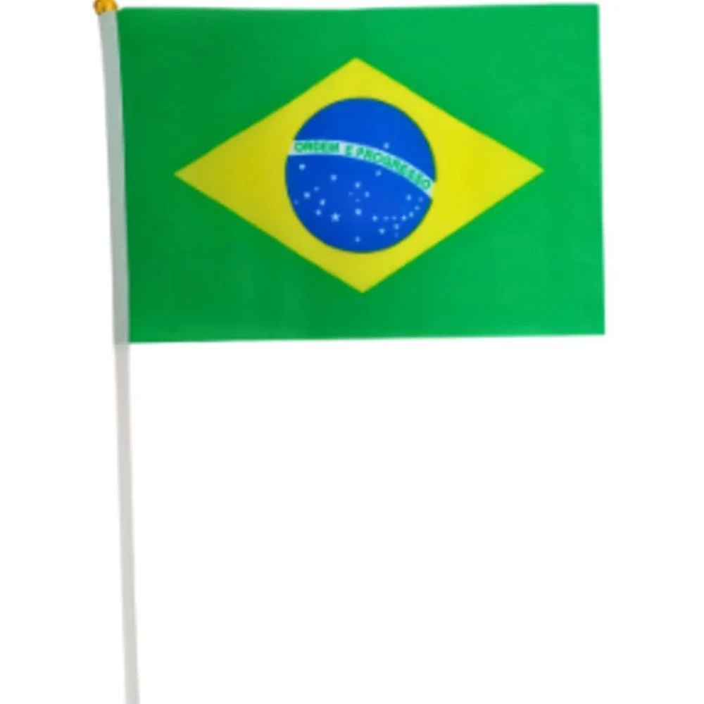 Copa Do Mundo Bandeira Brasil Hast.mao 60X90 Nyr Festas (Pct.c/12) - imagem 3