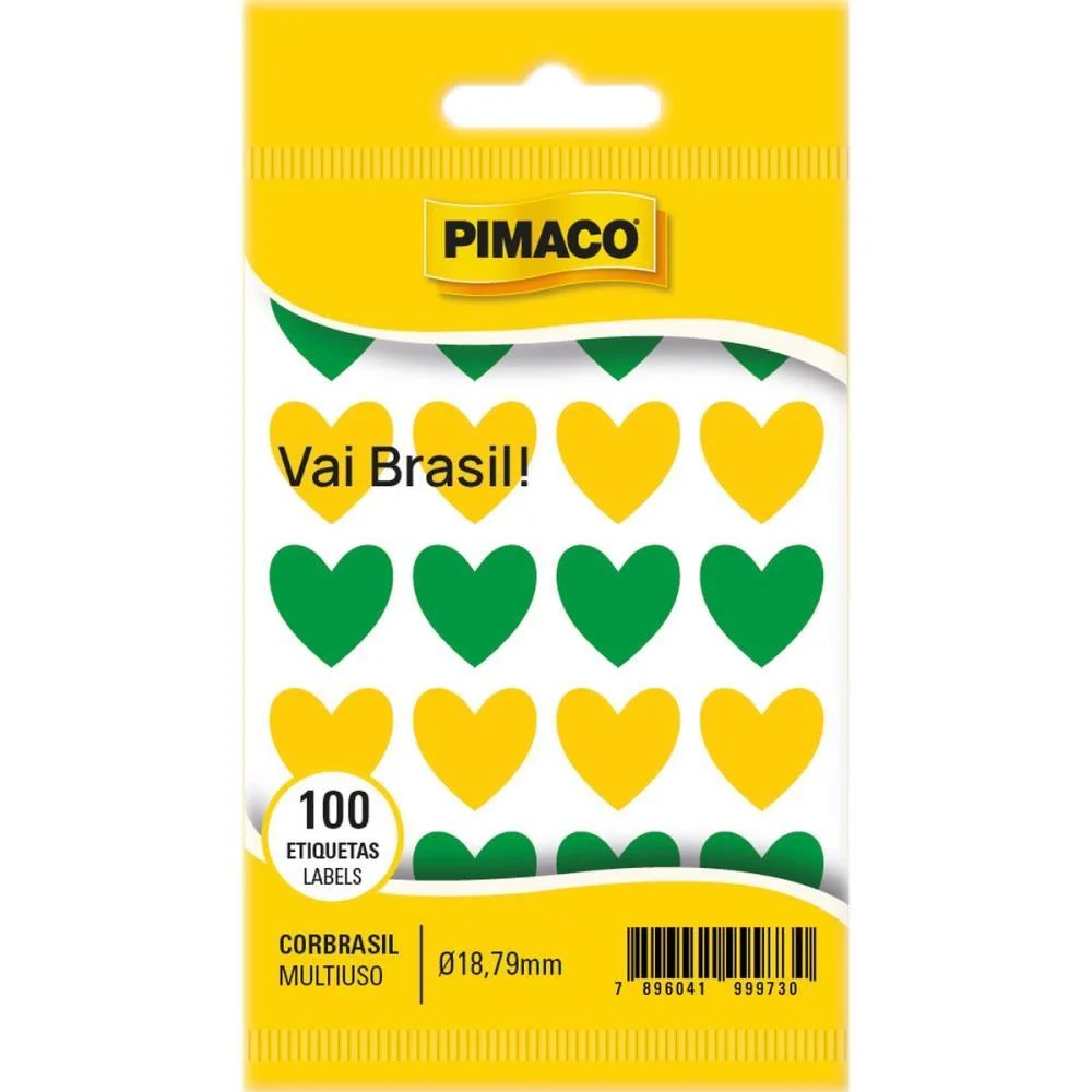 Copa Do Mundo Adesivo Tp-18 Coracao Brasil Pimaco (Ct.c/100) - imagem 2