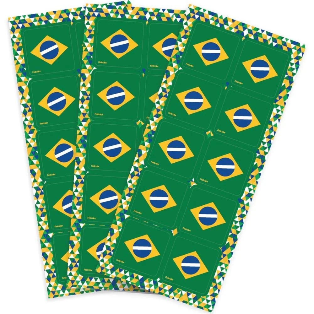 Copa Do Mundo Adesivos Brasil Quadrado Festcolor (Pct.c/30) - imagem 2