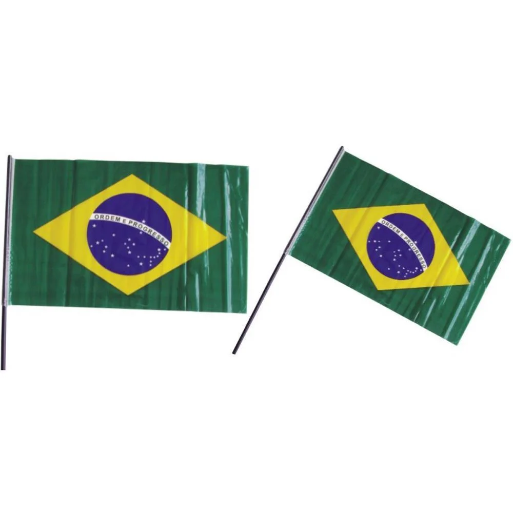 Copa Do Mundo Bandeira Brasil Hast.mao 30X47 Real Seda (Pct.c/06) - imagem 3