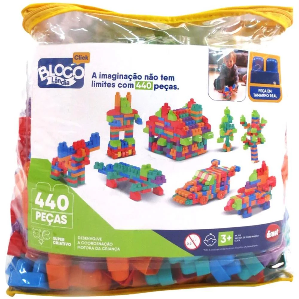 Brinquedo Para Montar Sacola Construcao Click 440Pcs Dismat (Unidade) - imagem 5