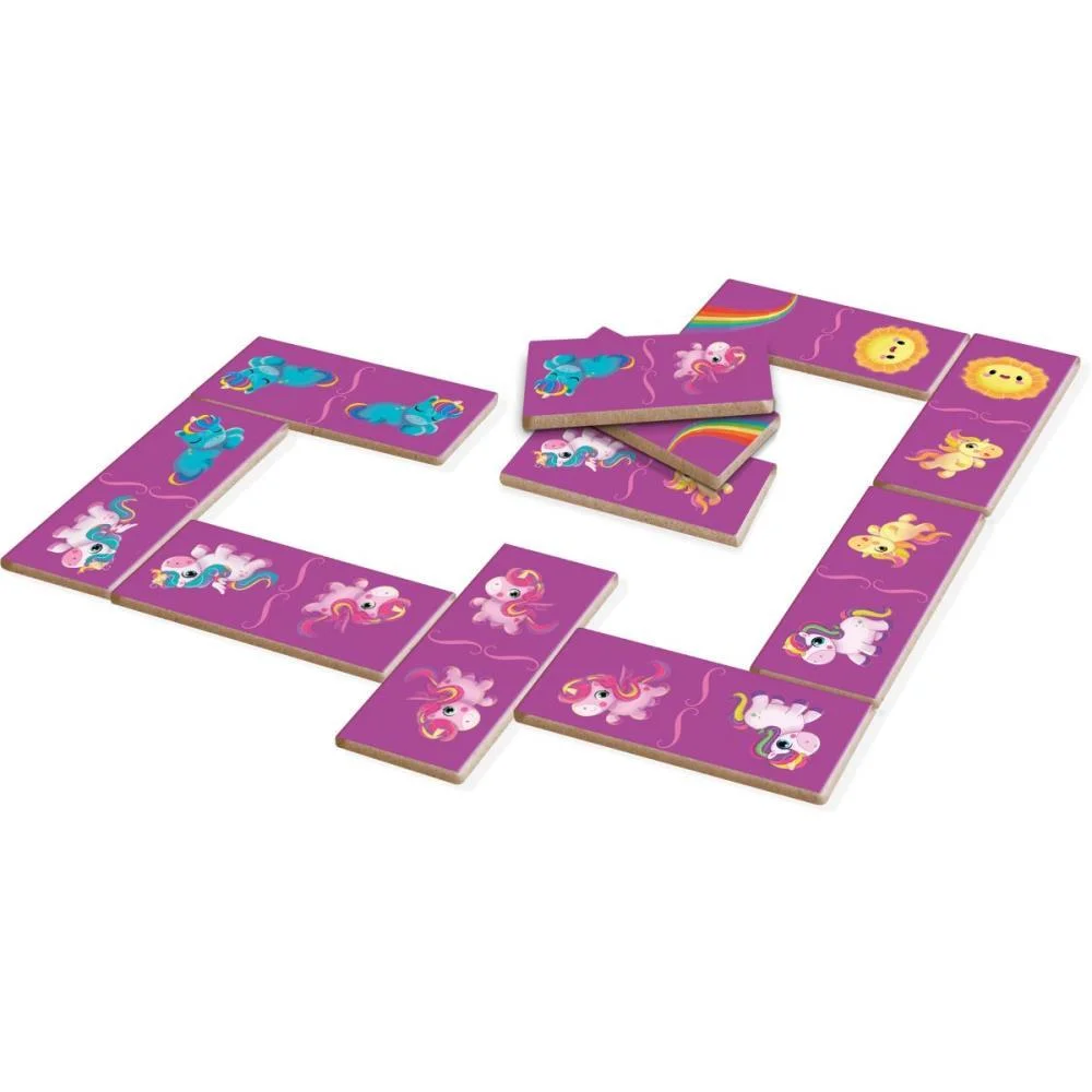 Domino Unicornios Em Madeira 28Pcs Brinc. De Crianca (Unidade) - imagem 4