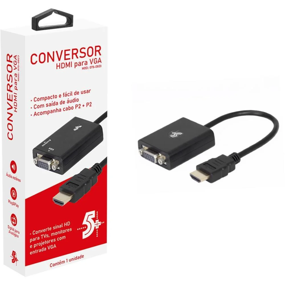 Acessorio De Tecnologia Conversor Hdmi P/Vga Saida R/L Santana Centro (Unidade) - imagem 3