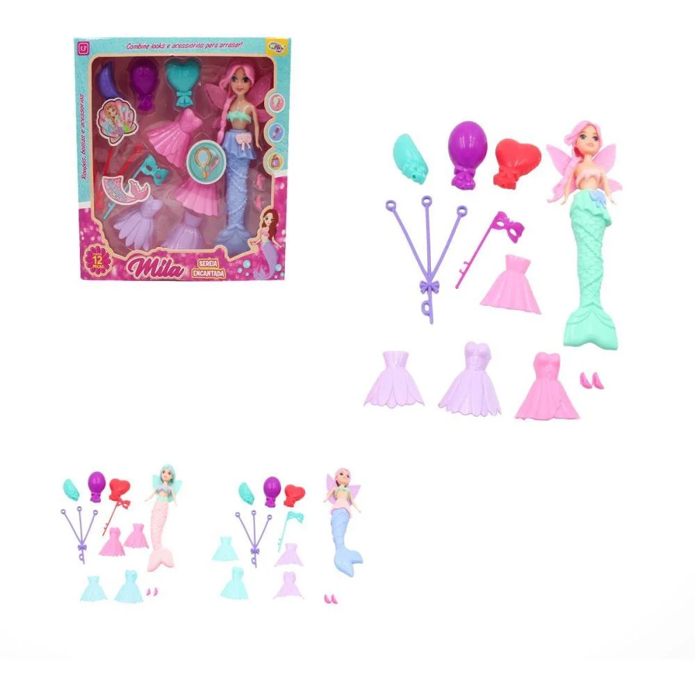Boneca Mila Sereia Encantada 12Pcs (S Wellmix (Unidade) - imagem 2