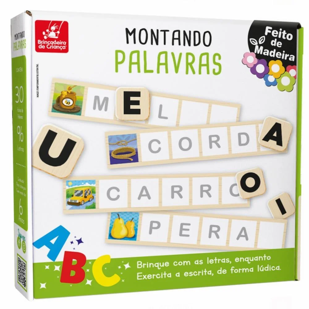 Brinquedo Pedagogico Madeira Montando Palavras Brinc. De Crianca (Unidade) - imagem 2