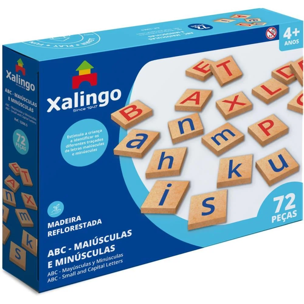 Brinquedo Pedagogico Madeira Abc Maiusculas/Minusculas 72Pc Xalingo (Unidade) - imagem 3