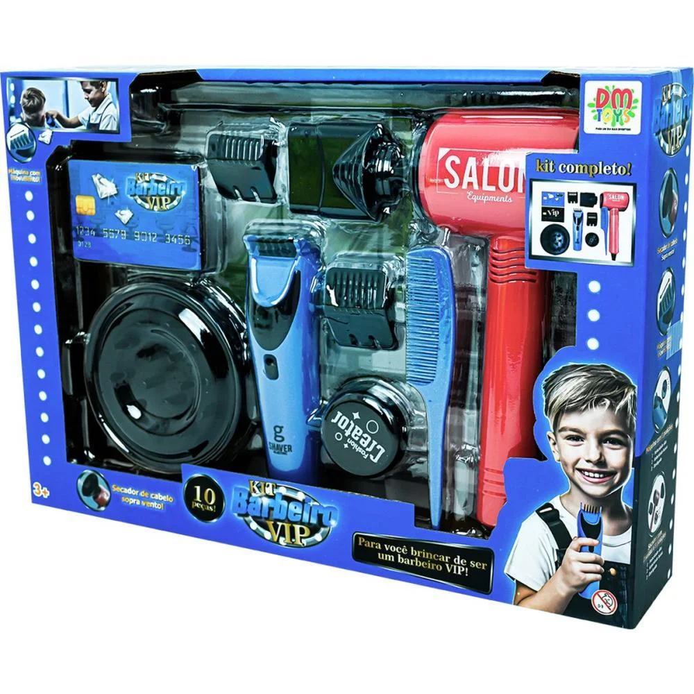 Brincando De Profissoes Kit Barbeiro Vip 10Pecas Dm Toys (Unidade) - imagem 3