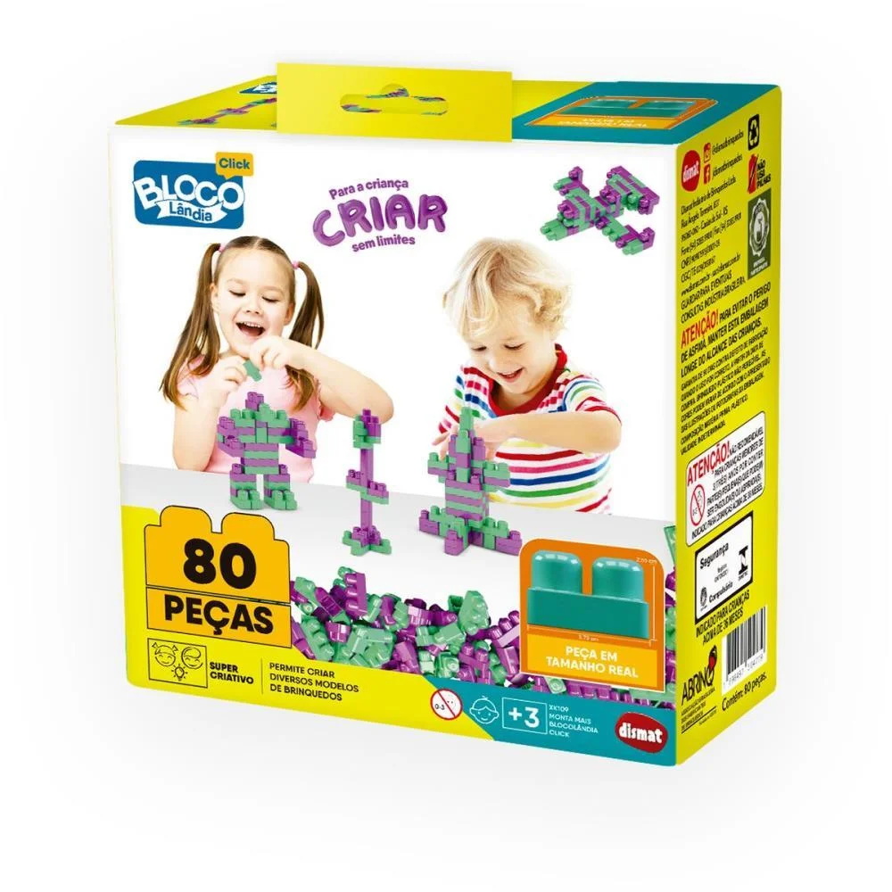 Brinquedo Para Montar Mais Blocolandia Click 80Pecas Dismat (Unidade) - imagem 2
