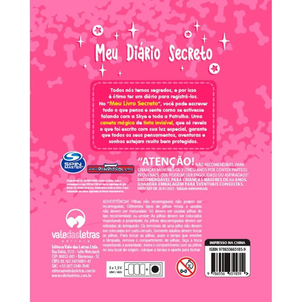 Diario Patrulha Canina Skye Rosa Vale Das Letras (Unidade) - imagem 4