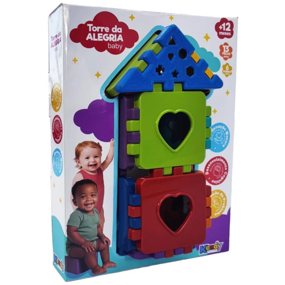 Brinquedo Educativo Torre Da Alegria Baby C/Blocos Kendy Brinquedos (Unidade) - imagem 2