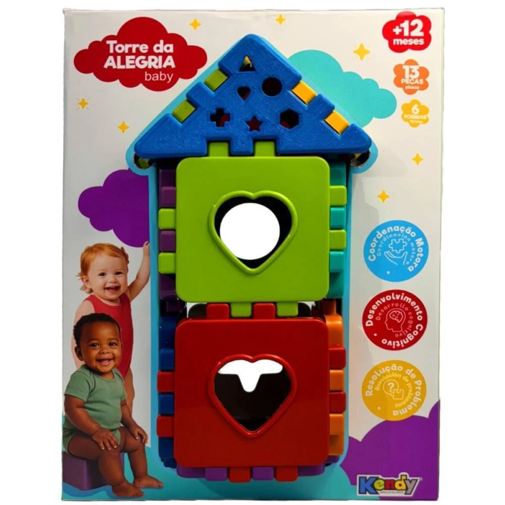 Brinquedo Educativo Torre Da Alegria Baby C/Blocos Kendy Brinquedos (Unidade) - imagem 4