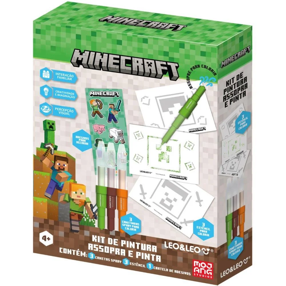 Brinquedo Para Colorir Minecraft Kit Pintura Assopra Leonora (Kit) - imagem 2
