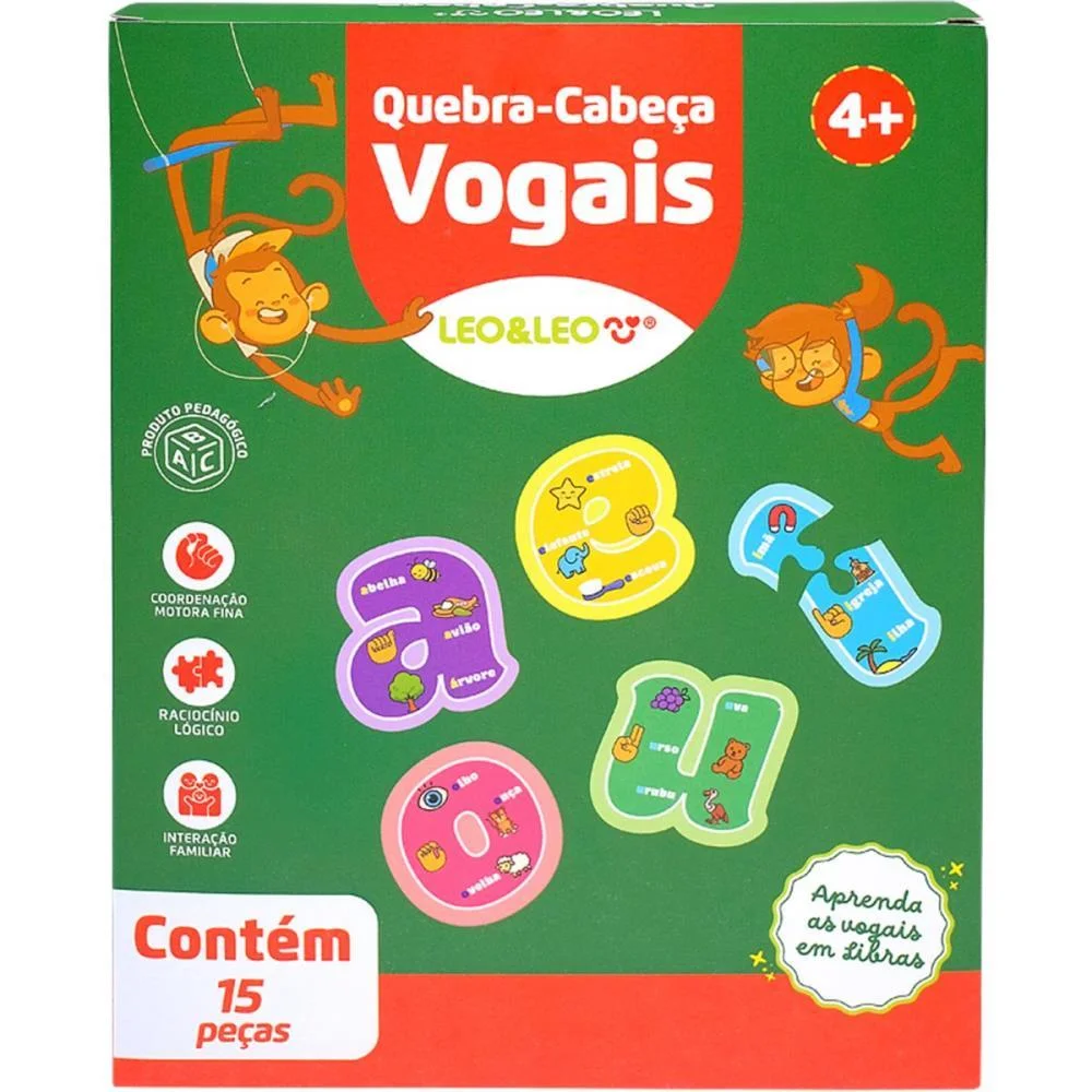 Brinquedo Pedagogico Vogais 15 Pecas Leonora (Unidade) - imagem 4