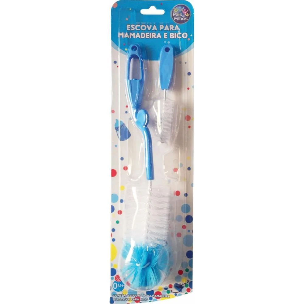 Amamentacao Escova P/Mamadeira E Bico Azul Pais E Filhos (Blister) - imagem 2