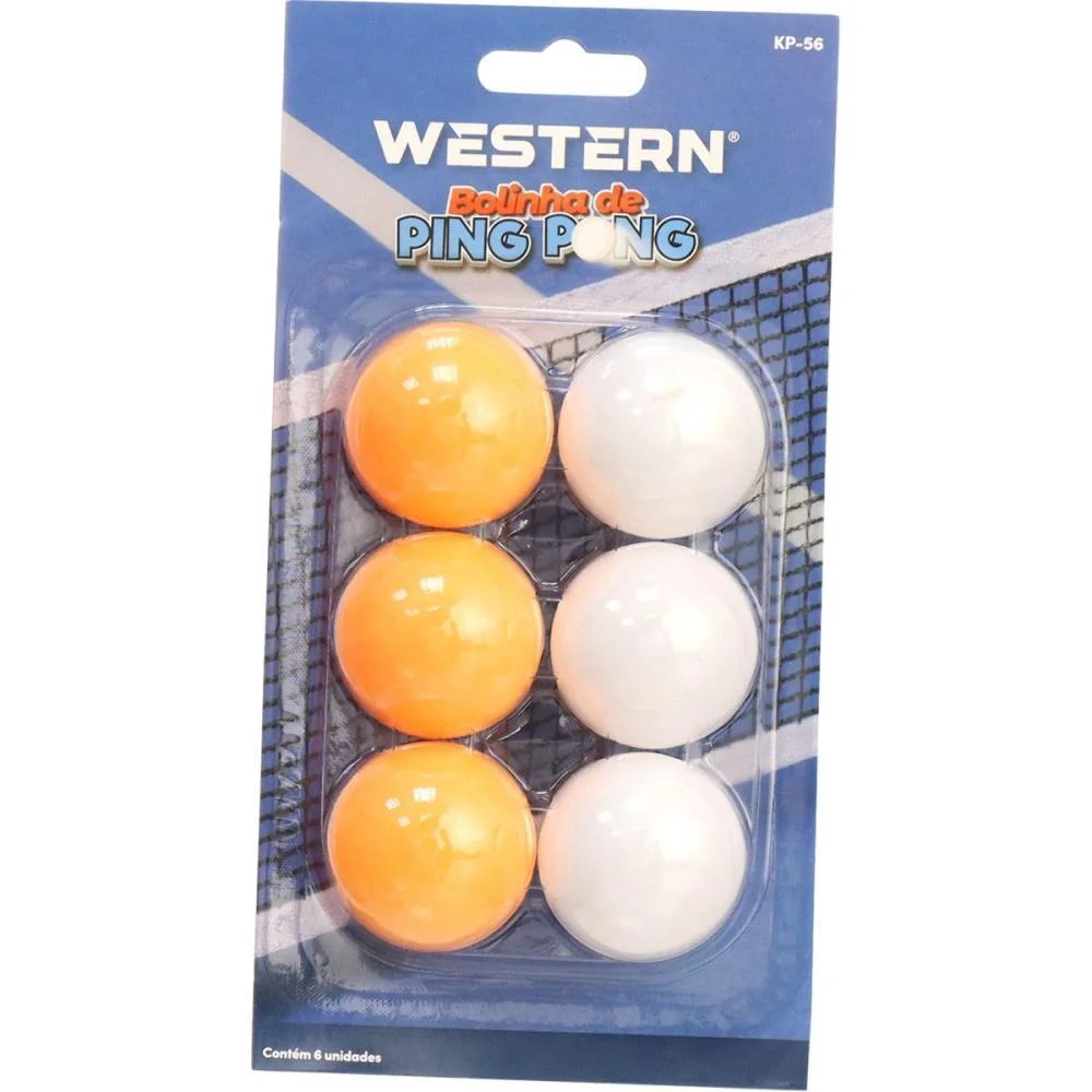 Bola De Ping Pong 3 Branca E 3 Laranja Western (Blister) - imagem 5