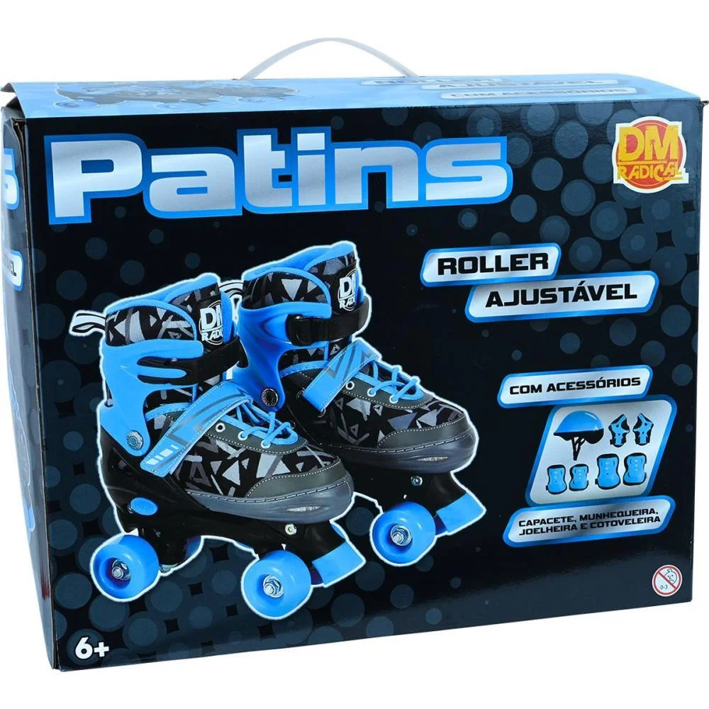 Patins Kit Roller Ajust. Azul N.34-37 Dm Toys (Unidade) - imagem 4