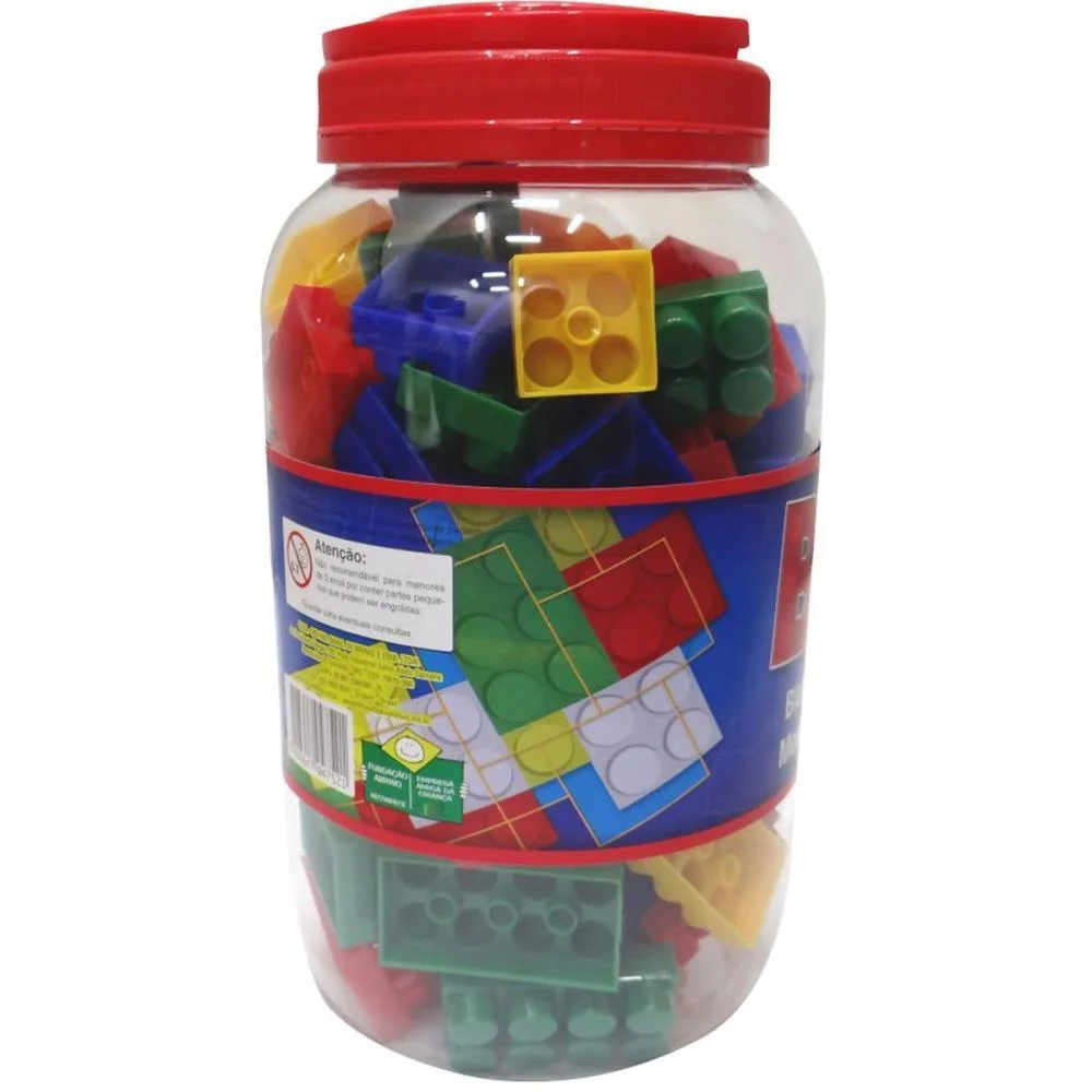 Brinquedo Para Montar Bricks Blocos Montagem 100Peca Pais E Filhos (Pote) - imagem 5