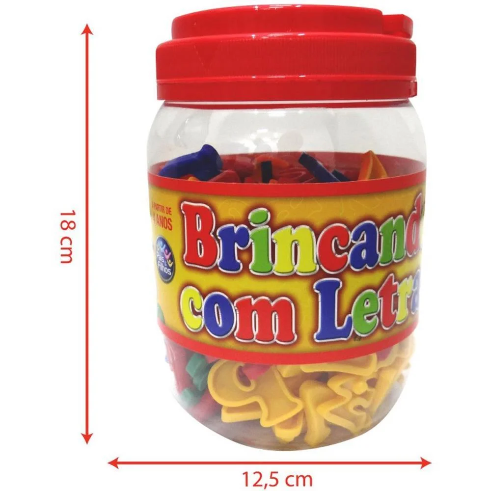 Brinquedo Pedagogico Brincando C/ As Letras 173Pcs Pais E Filhos (Pote) - imagem 4