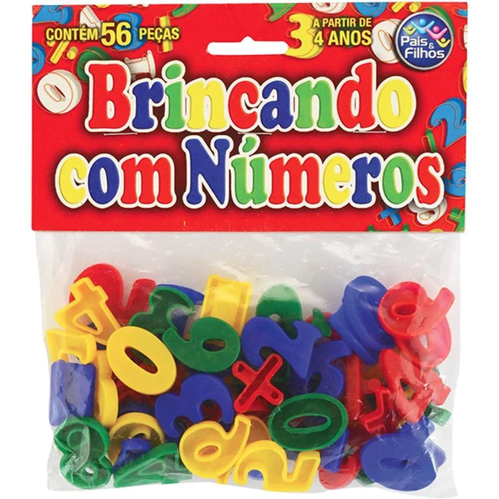 Brinquedo Pedagogico Brincando Com Numeros 56 Pcs Pais E Filhos (Unidade) - imagem 4