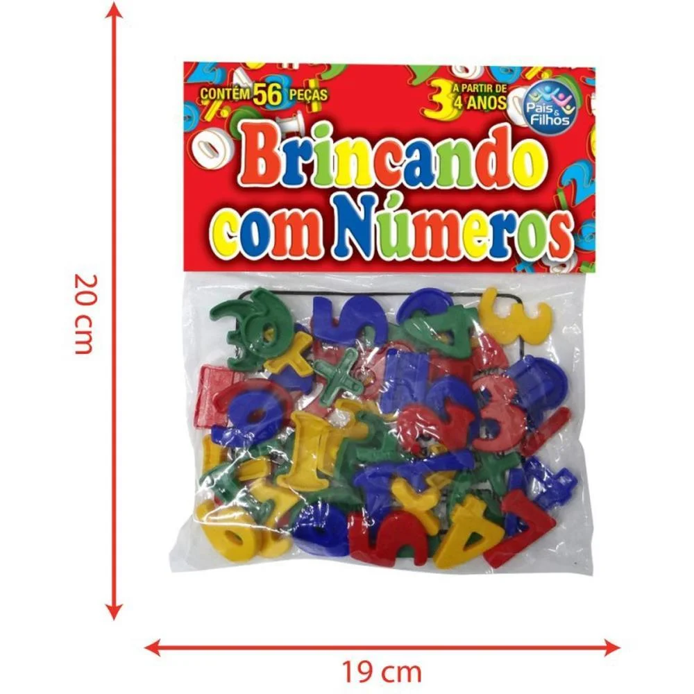 Brinquedo Pedagogico Brincando Com Numeros 56 Pcs Pais E Filhos (Unidade) - imagem 5