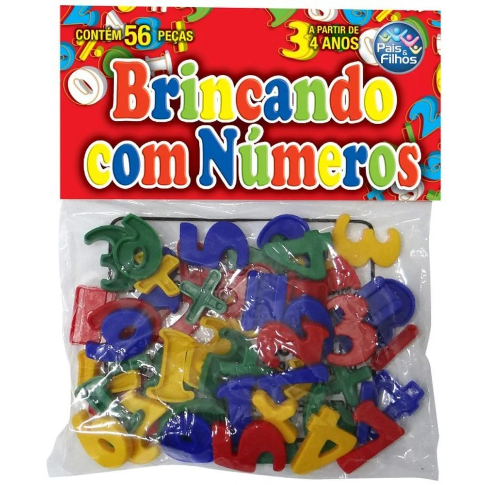 Brinquedo Pedagogico Brincando Com Numeros 56 Pcs Pais E Filhos (Unidade) - imagem 9