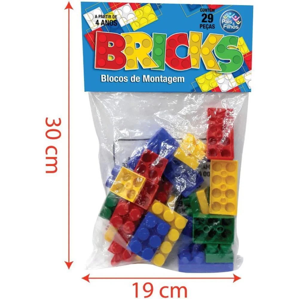 Brinquedo Para Montar Bricks Blocos De Montagem 29Pc Pais E Filhos (Unidade) - imagem 7