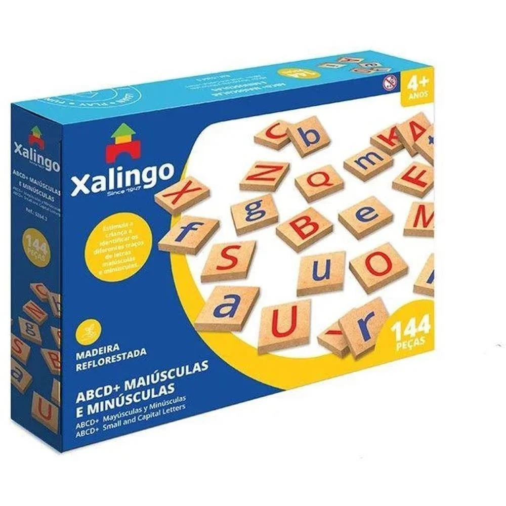 Brinquedo Pedagogico Madeira Abc Maiusculas/Minuscul. 144Pc Xalingo (Unidade) - imagem 2