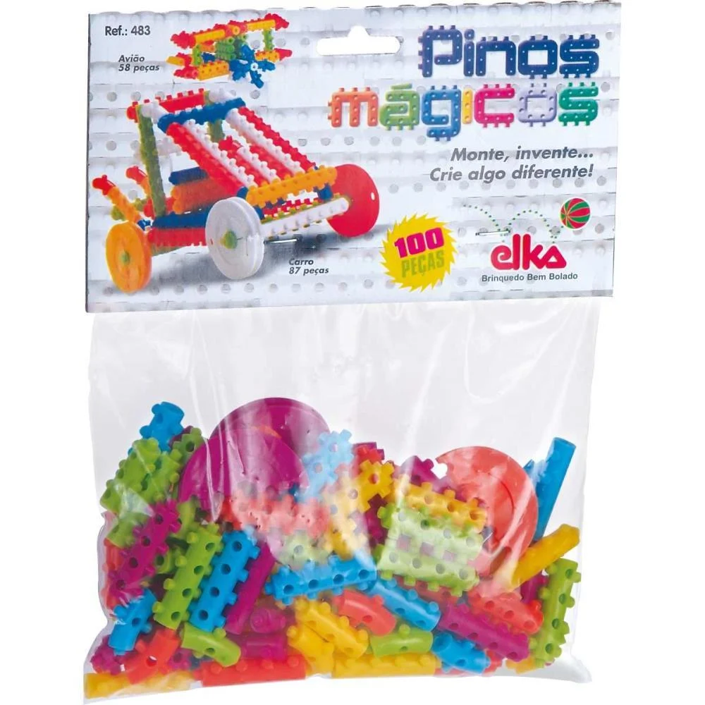 Brinquedo Para Montar Pinos Magicos 100 Pecas Elka (Unidade) - imagem 4