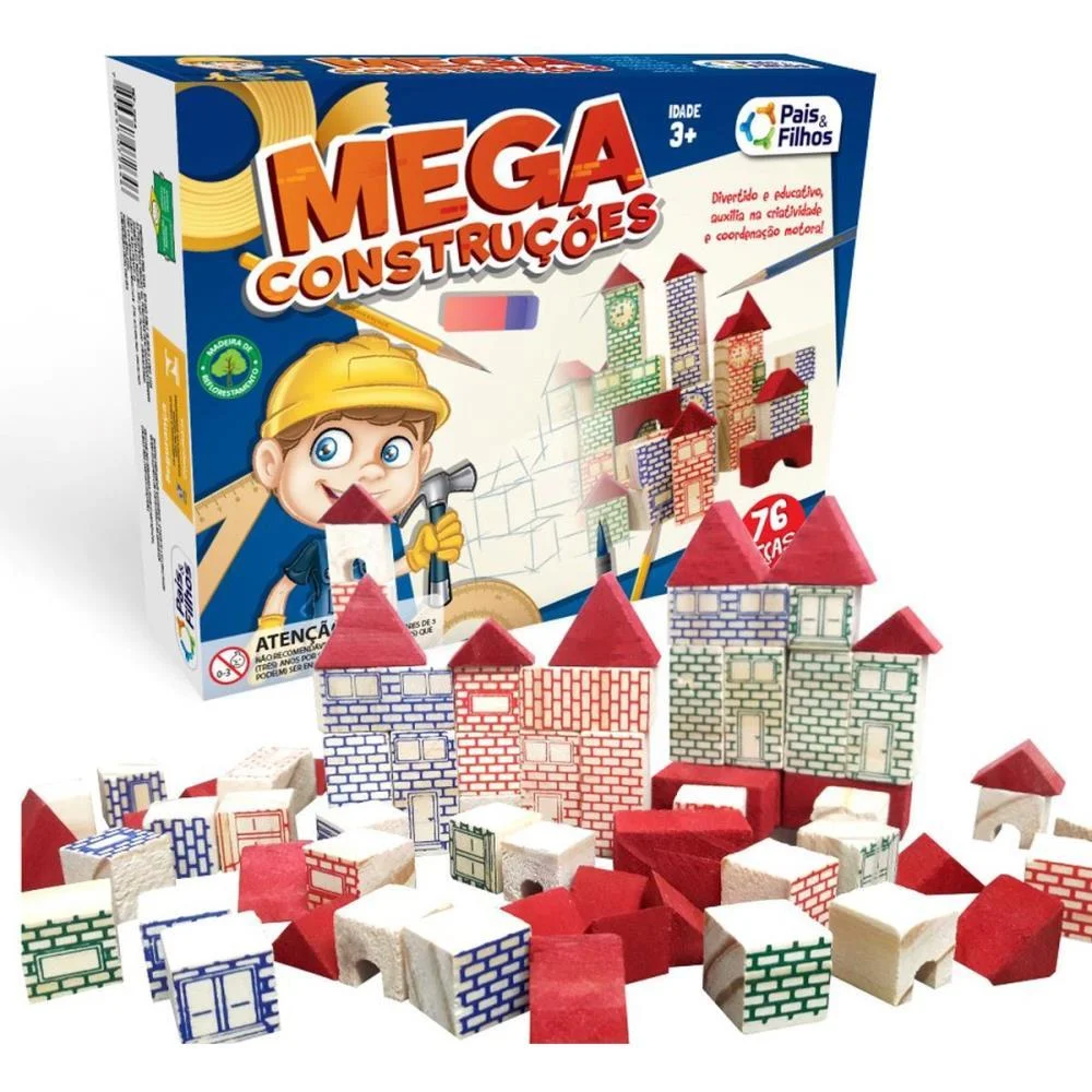 Brinquedo Para Montar Mega Construcoes 76 Pecas Pais E Filhos (Unidade) - imagem 2