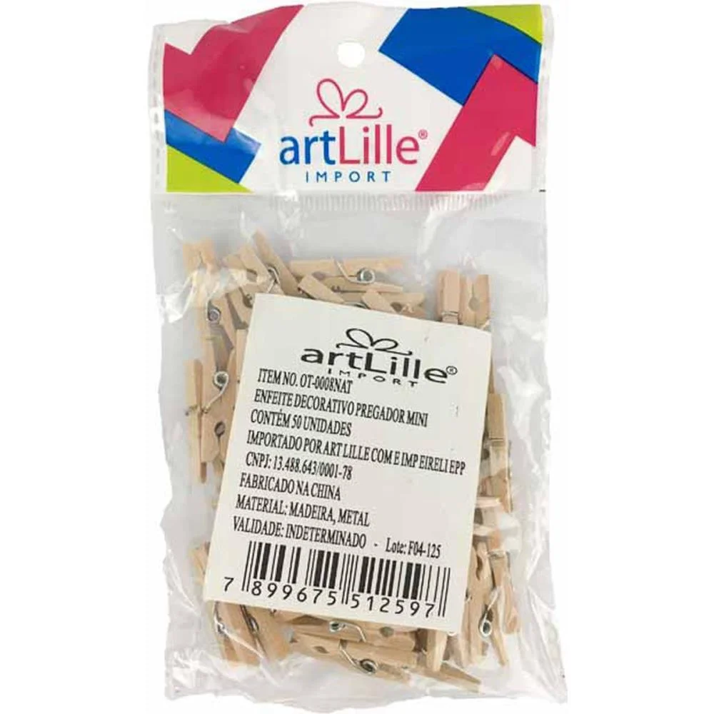 Artesanato Miniatura Pregador Cru 2,5Cm Art Lille (Pct.c/50) - imagem 4