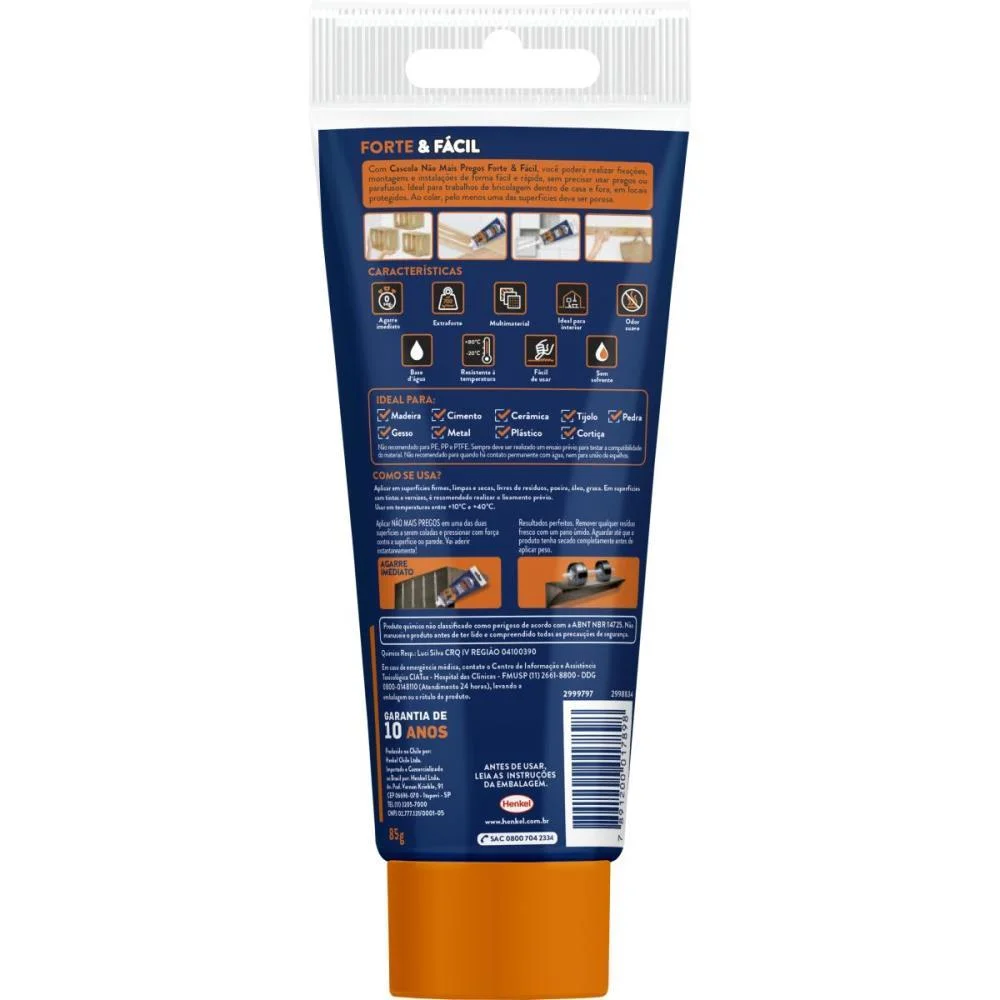 Cola Adesivo Instantaneo Cascola Nao Mais Pregos 85G Henkel (Unidade) - imagem 3