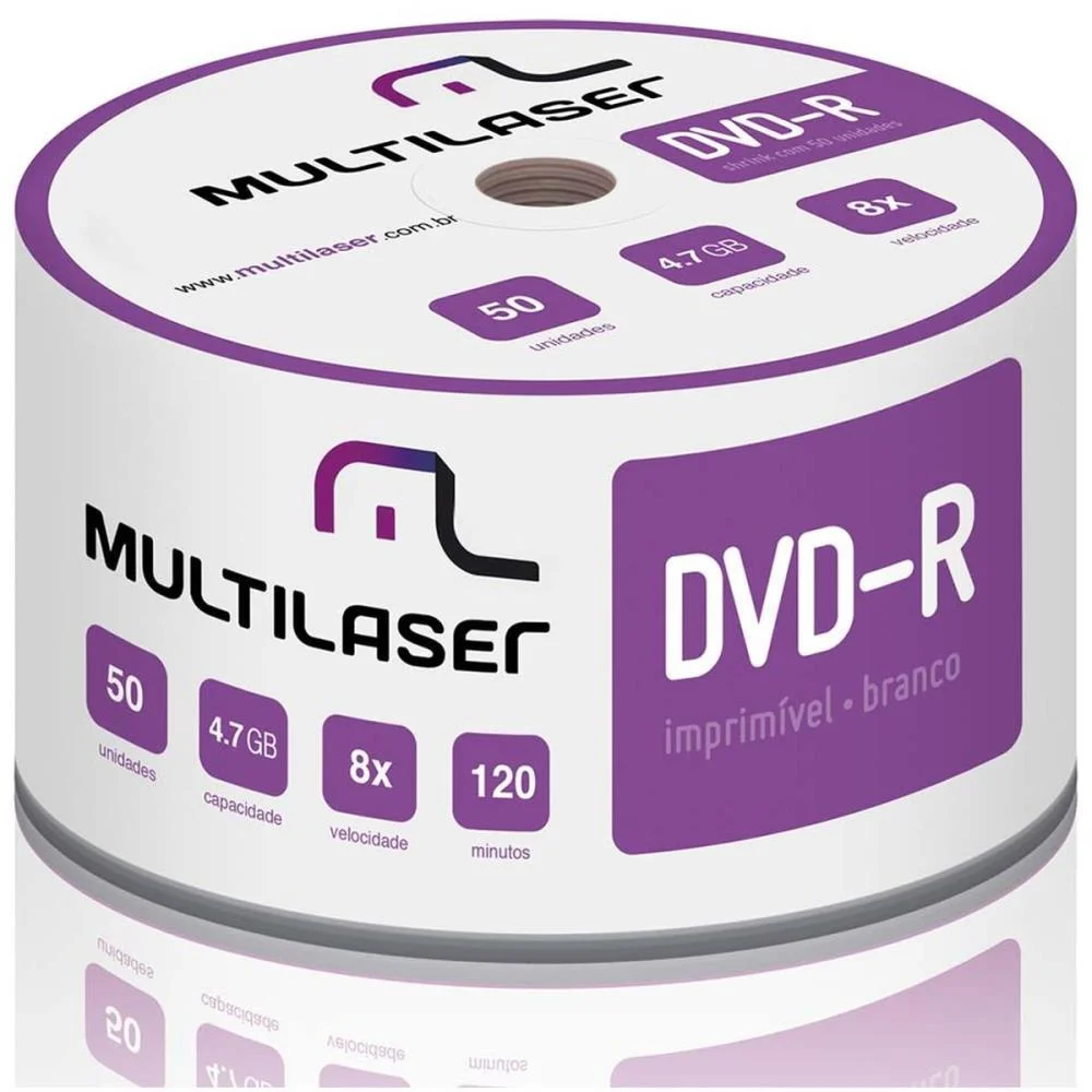 Dvd Gravavel Dvd-R 16X Shrink Imprimivel Multi (Tubo-50) - imagem 2